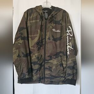 Primitive‎ Apparel green camo hooded windbreaker zip jacket size medium